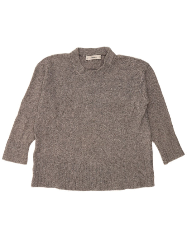 Maglione maglione oversize con collo dolcevita da donna Zara UK 10 piccolo grigio screziato