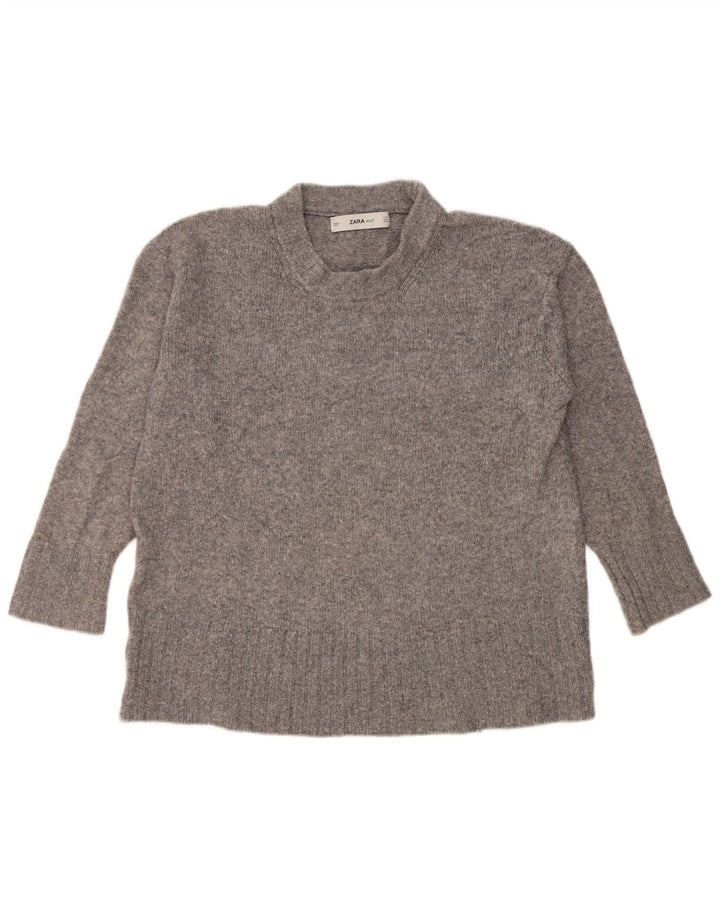 Maglione maglione oversize con collo dolcevita da donna Zara UK 10 piccolo grigio screziato