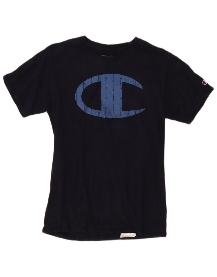 T-shirt grafica da uomo Champion Top piccola in cotone nero