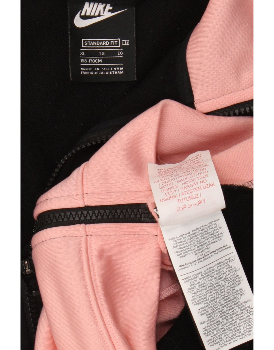 Giacca superiore della tuta da ragazza Nike 13-14 anni XL Poliestere color block nero