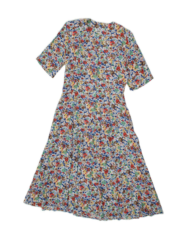 LIBRA Womens Short Sleeves Shirt Dress UK 12 Medium  Multicoloured Floral