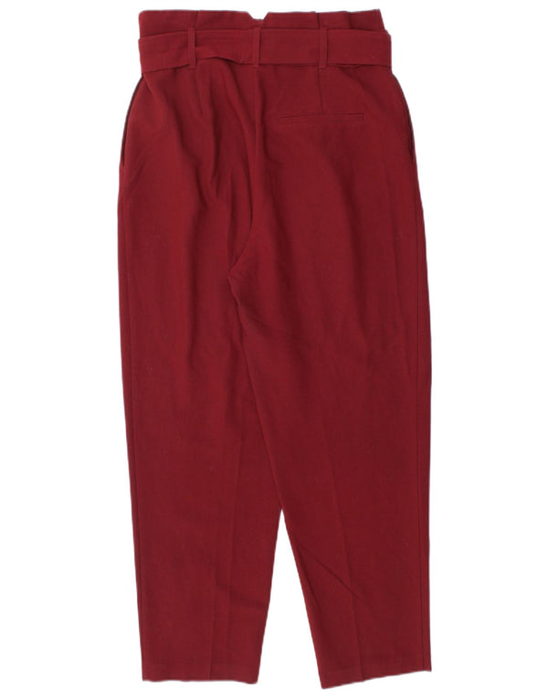 Pantaloni corti a vita alta da donna Topshop UK 10 piccoli W28 L25 bordeaux