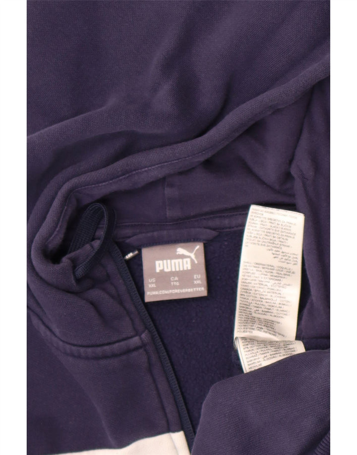 Felpa con cappuccio e zip da uomo Puma 2XL Poliestere color block blu navy