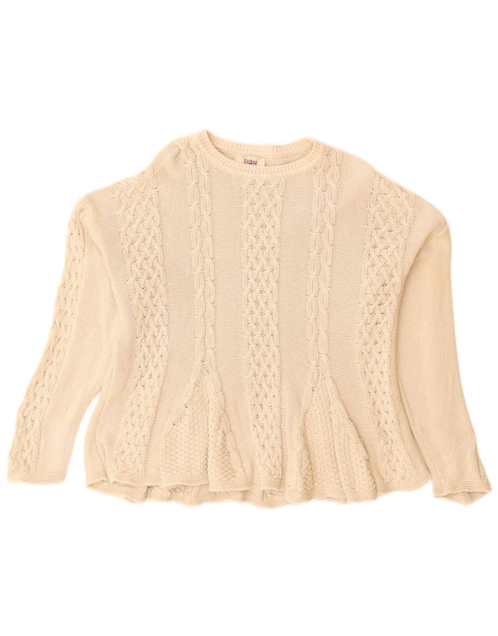 Maglione maglione girocollo da donna Sisley Eleganza rilassata UK 14 Beige medio