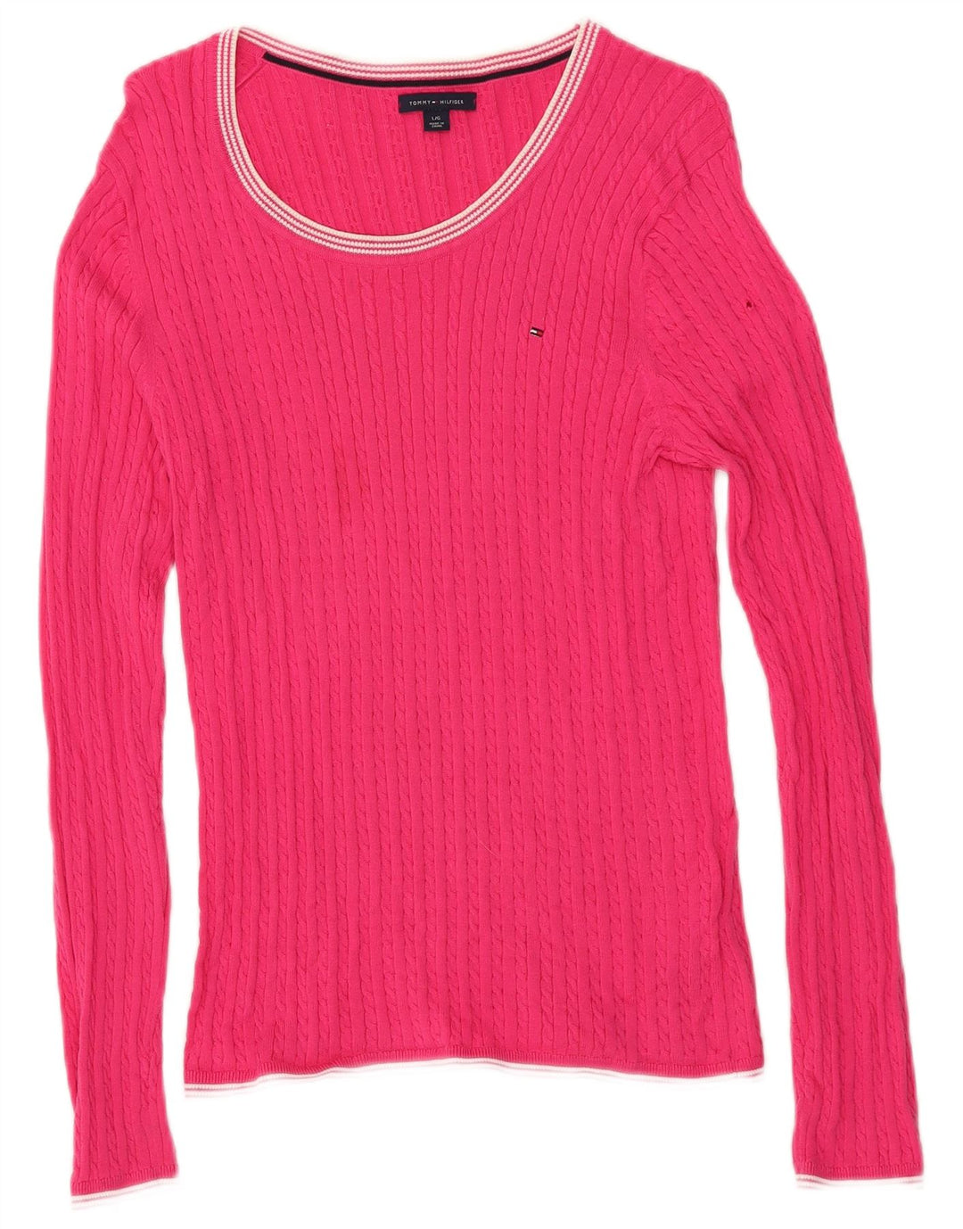 TOMMY HILFIGER Maglione da donna con scollo a barca UK 14 Grande cotone rosa