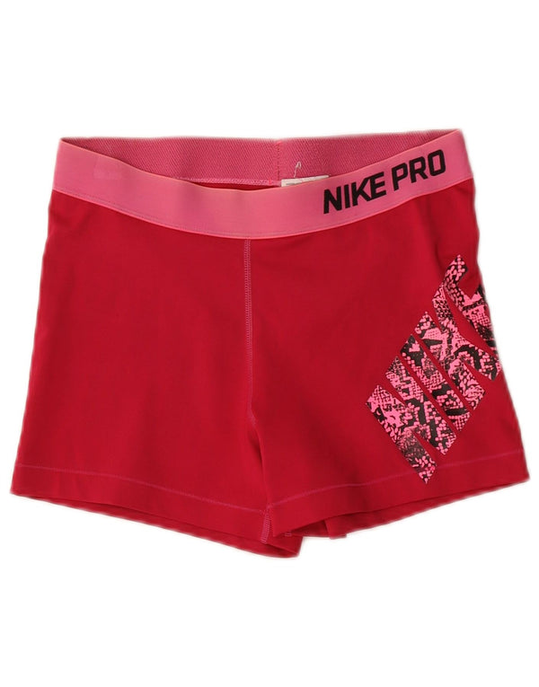 Pantaloncini sportivi Nike Dri Fit Graphic da donna UK 16 Large Rosso Poliestere