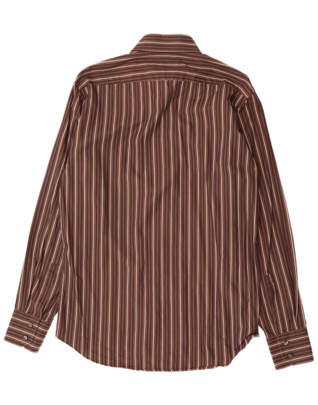 Camicia da uomo Hugo Boss taglia 39 15/2 cotone a righe marrone medio