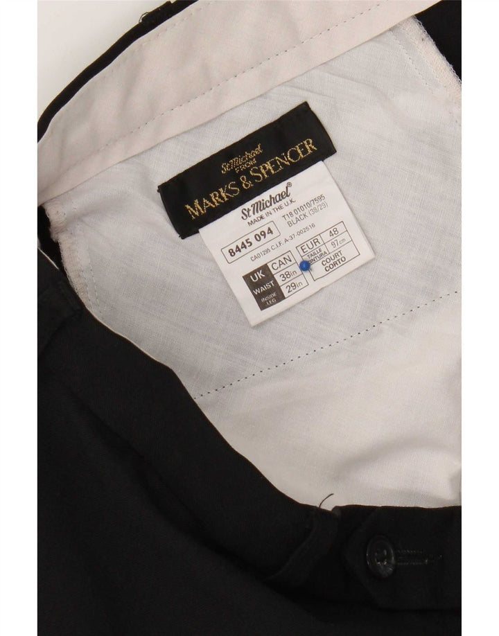Pantaloni chino dritti da uomo Marks & Spencer W38 L29 poliestere nero