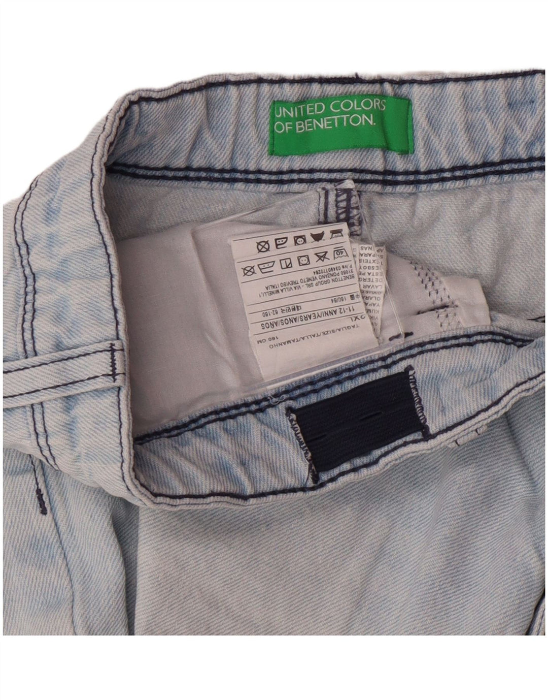 Pantaloncini di jeans per bambina BENETTON 11-12 anni 2XL W26 Cotone blu