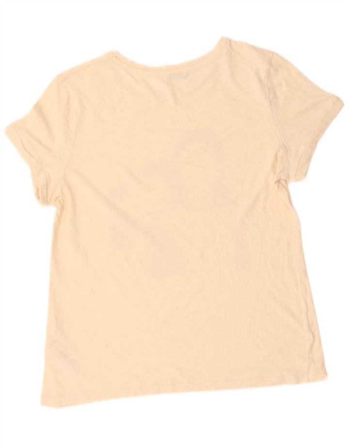 OLTRE T-shirt grafica da donna Top UK 14 cotone bianco sporco medio
