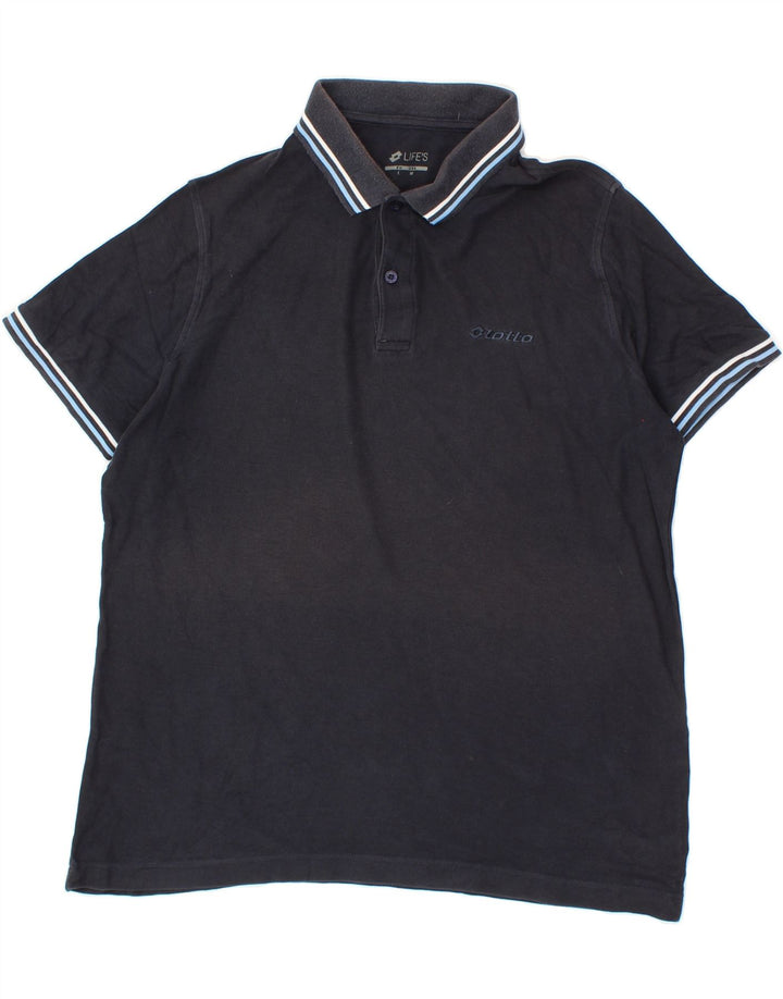 LOTTO Mens Polo Shirt Medium Navy Blue Vintage Lotto and Second-Hand Lotto from Messina Hembry 