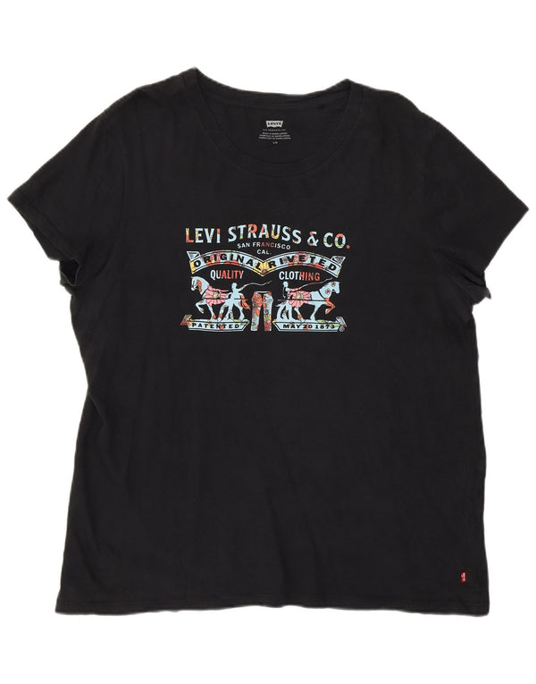 T-shirt grafica da donna Levi's Top UK 16 grande nera