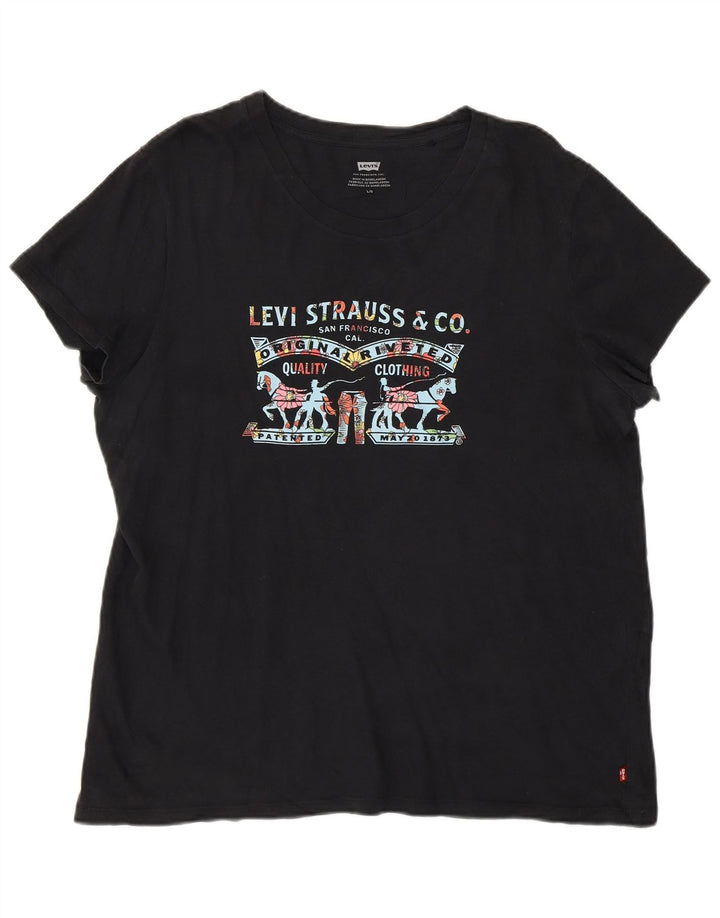 T-shirt grafica da donna Levi's Top UK 16 grande nera