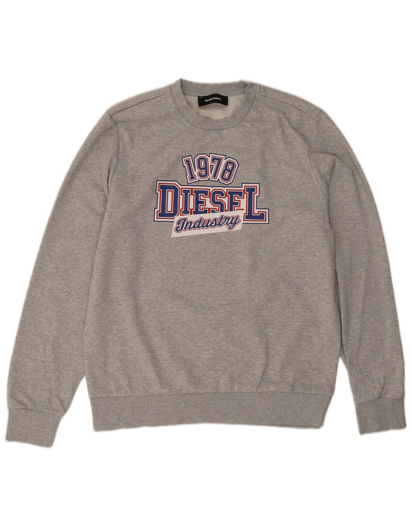 Diesel Felpa con grafica da uomo Maglione grande cotone chiazzato grigio