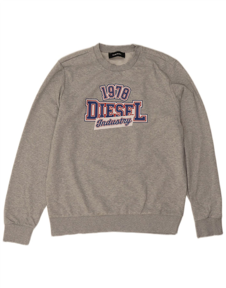 Diesel Felpa con grafica da uomo Maglione grande cotone chiazzato grigio