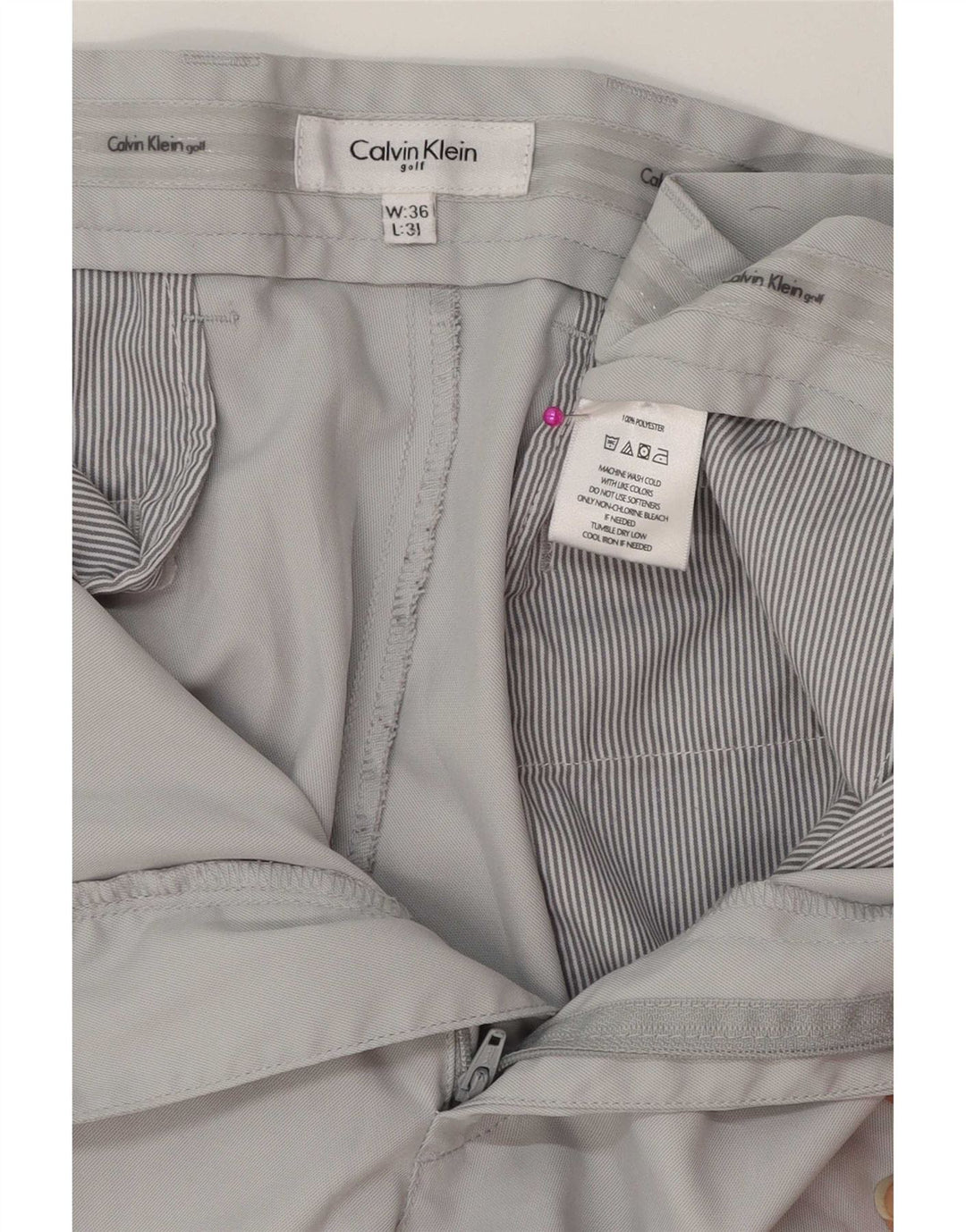 Pantaloni casual dritti da uomo Calvin Klein W36 L31 poliestere grigio