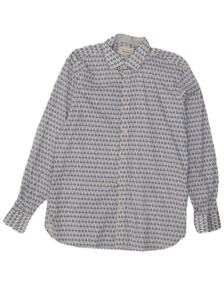 Camicia da uomo Ted Baker taglia 16 grande cotone floreale blu