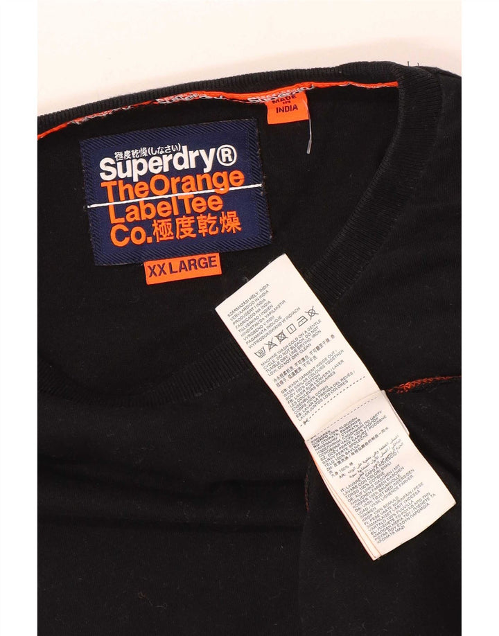 Top da uomo a maniche lunghe Superdry 2XL in cotone nero