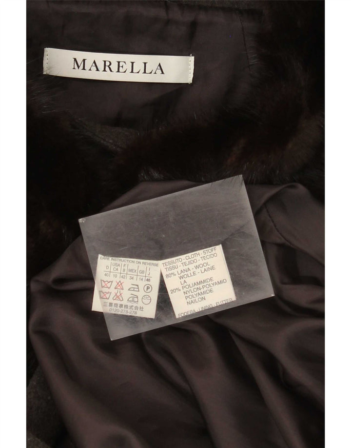 Soprabito ampio da donna Marella UK 14 grande lana grigia