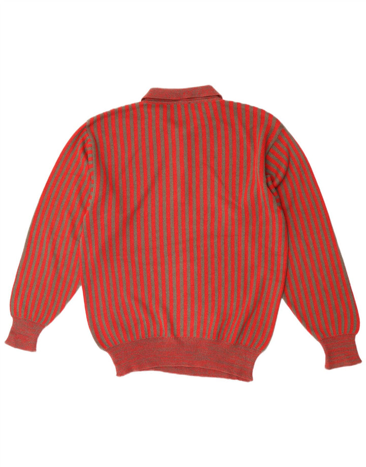Andrea Celli Maglione da uomo con collo alto in cotone a righe rosse medie