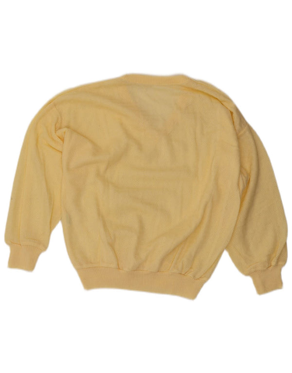 Maglione maglione vintage da donna con scollo a V UK 16 grande giallo