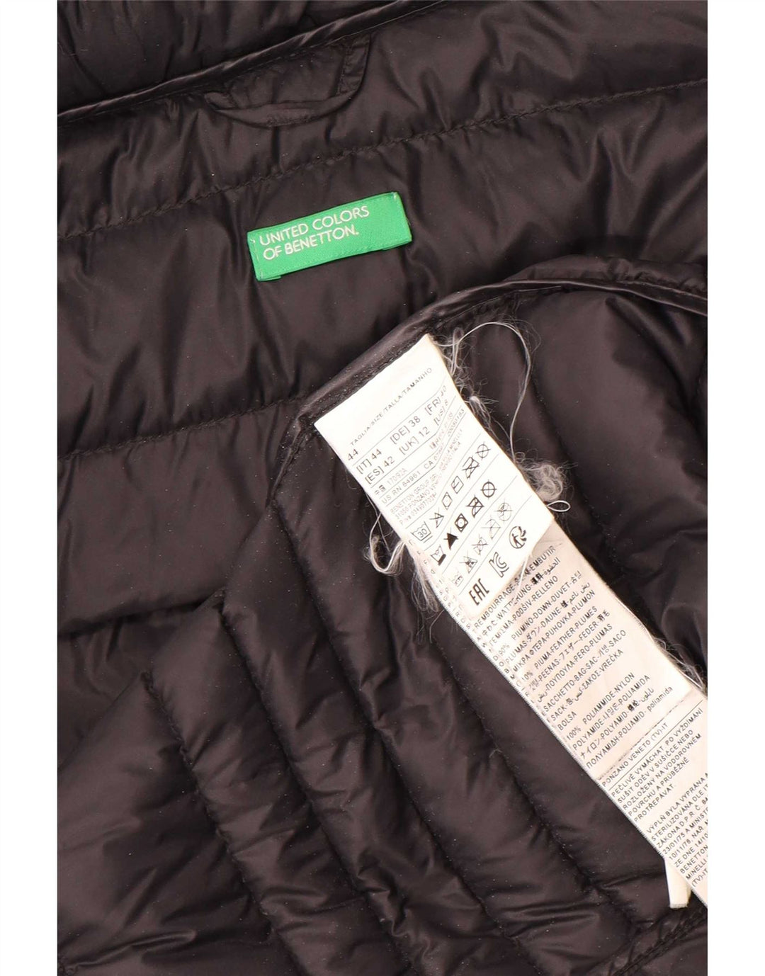 Giacca imbottita da donna Benetton UK 12 Medium Black Nylon