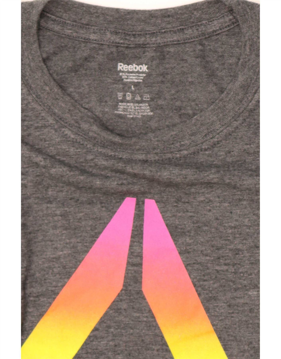 T-shirt grafica da uomo Reebok Top grande in poliestere grigio