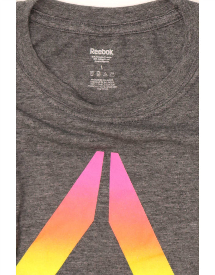 T-shirt grafica da uomo Reebok Top grande in poliestere grigio