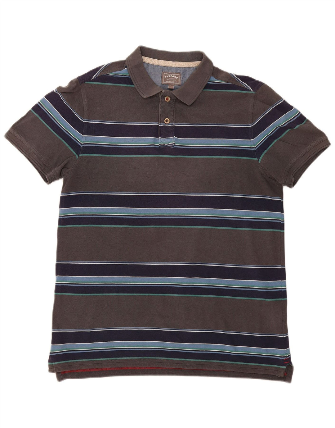 Polo da uomo Fat Face Large in cotone a righe grigie