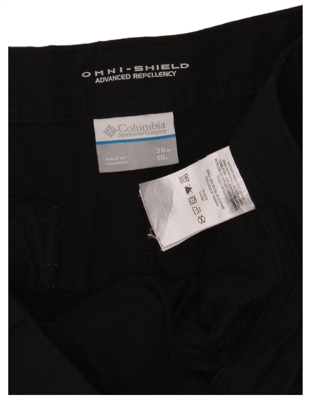 Pantaloncini cargo Columbia Omni-Shield da uomo W36 Large in nylon nero