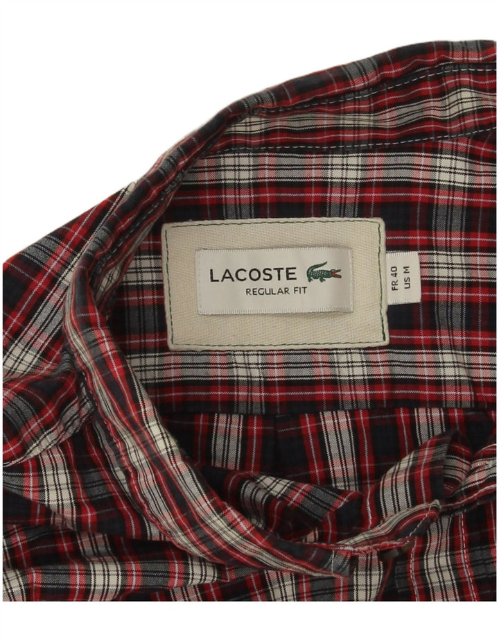 Camicia Lacoste da uomo vestibilità regolare in flanella taglia 40 cotone medio a quadri rosso