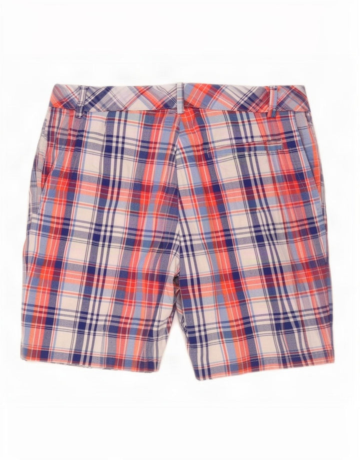 Pantaloncini chino da donna Izod US 6 medi W34 in cotone a quadri rossi