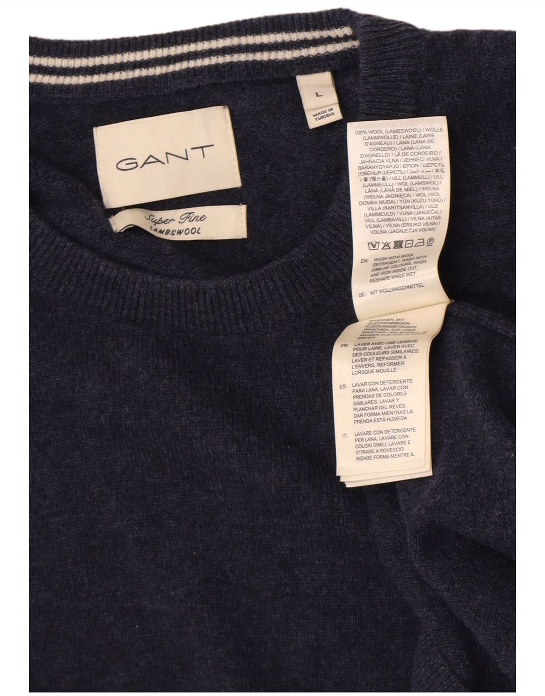 Gant Maglione da uomo girocollo maglione grande lana d'agnello blu navy