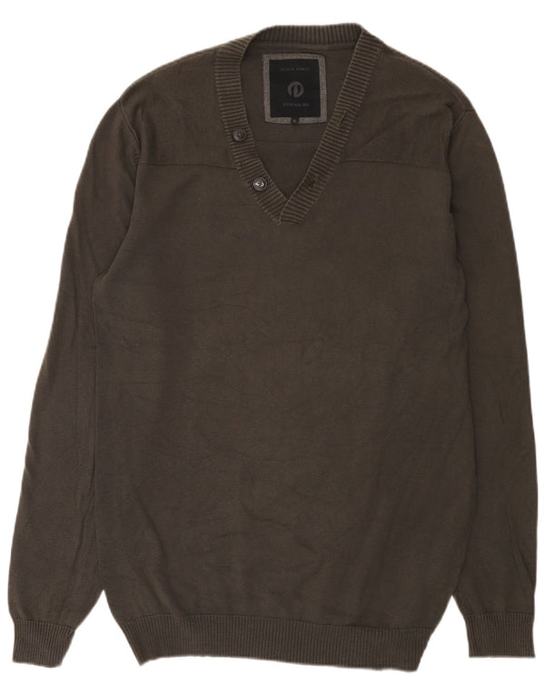 Jack & Jones Maglione da uomo con scollo a V grande cotone grigio