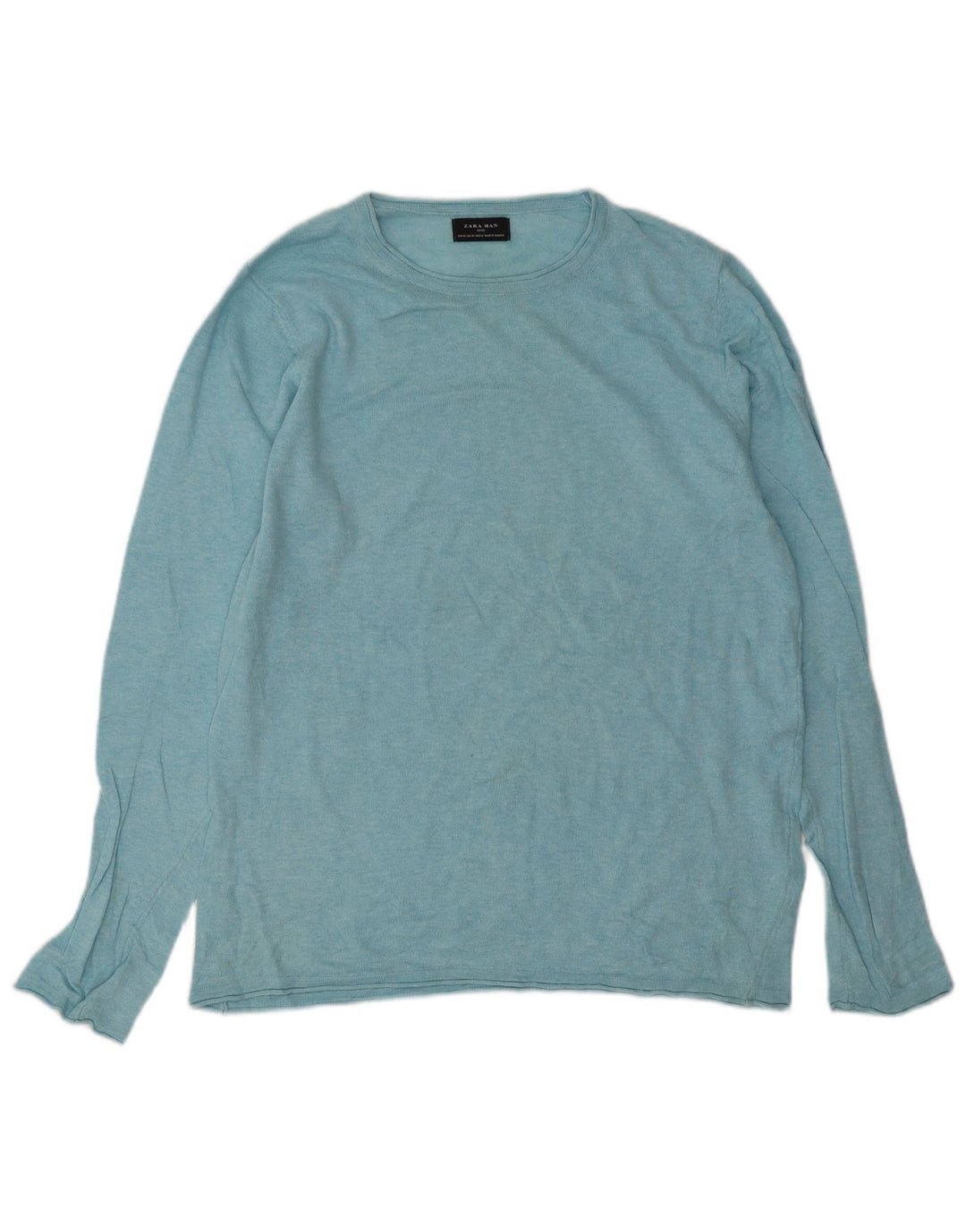 Maglione maglione girocollo da uomo Zara in cotone blu medio