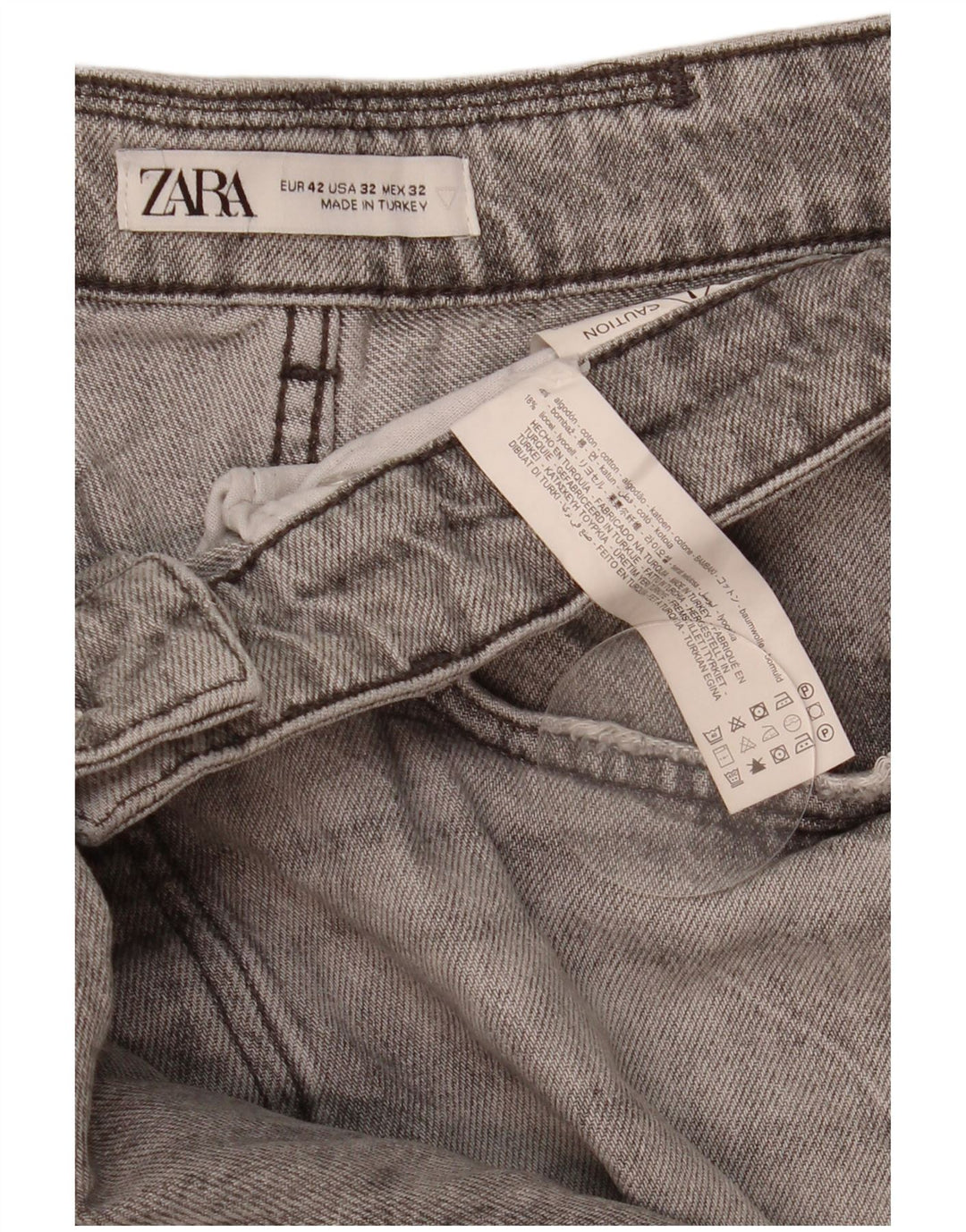 Jeans slim invecchiati da uomo Zara EU 42 Large W32 L31 Cotone grigio