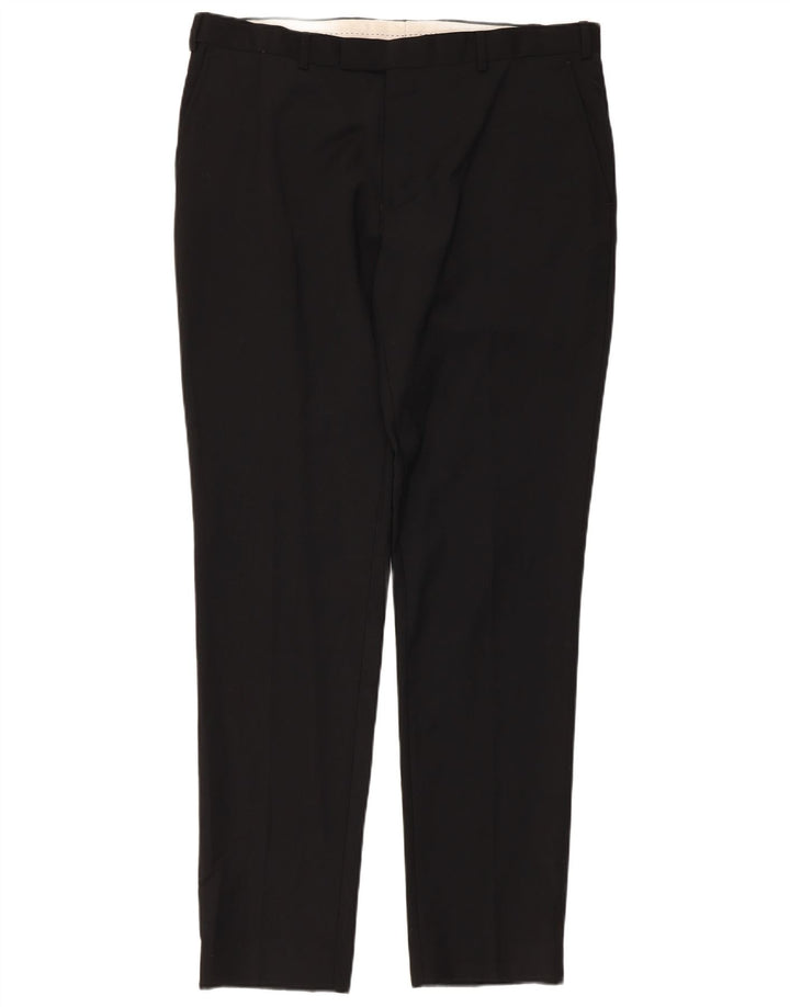 Pantaloni da abito slim fit da uomo Dkny W36 L33 in lana nera