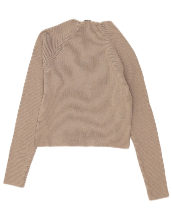 Top corto da donna Zara a maniche lunghe UK 12 Viscosa beige medio