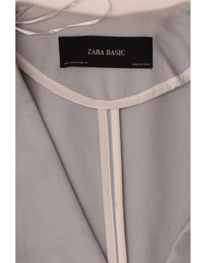 Giacca blazer a 1 bottone lungo da donna Zara UK 14 cotone blu medio