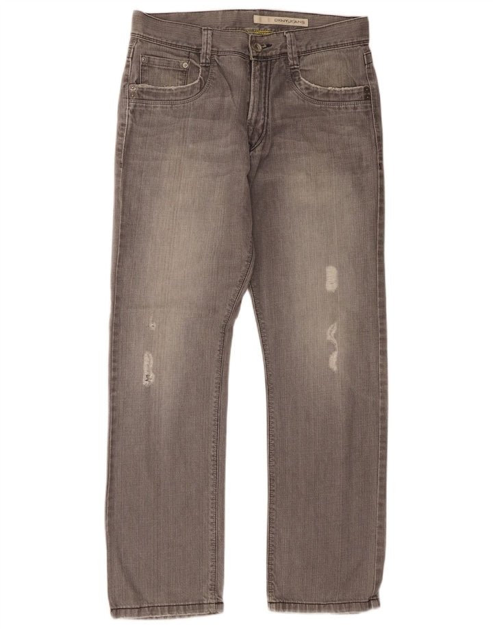 Jeans dritti invecchiati da uomo Dkny W31 L30 cotone grigio