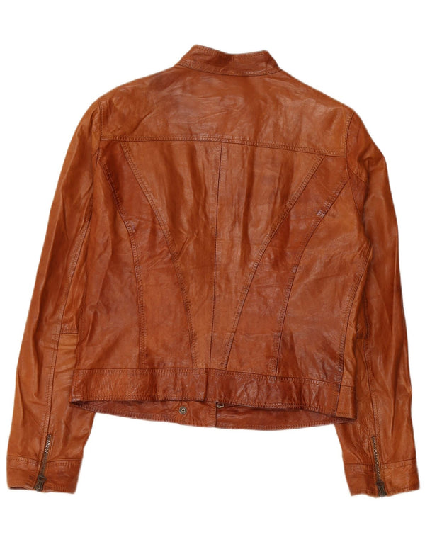 Lavorazione Artigianale Giacca Donna in Pelle Crop IT 48 XL Pelle Marrone