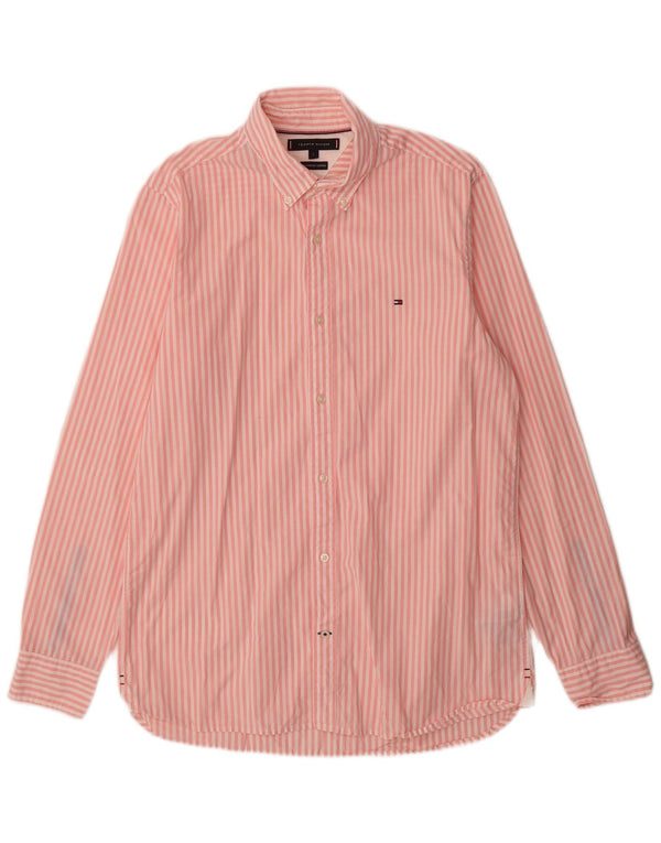 Camicia da uomo Tommy Hilfiger grande cotone gessato rosa