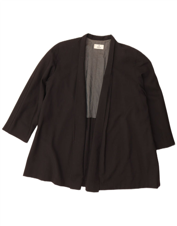 Soprabito oversize aperto da donna vintage IT 40 piccolo in lana vergine nera