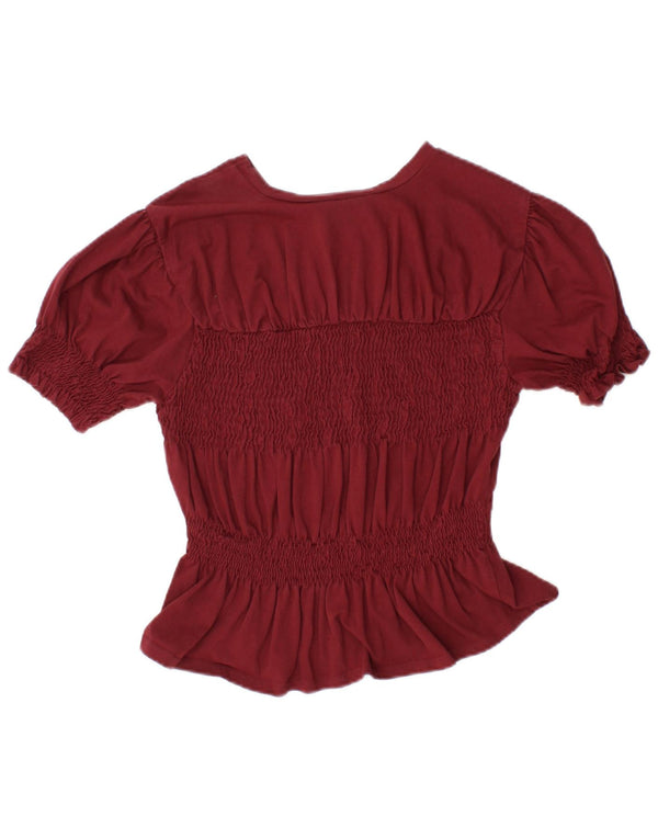 TOPSHOP Camicetta corta da donna Top UK 10 piccolo cotone bordeaux