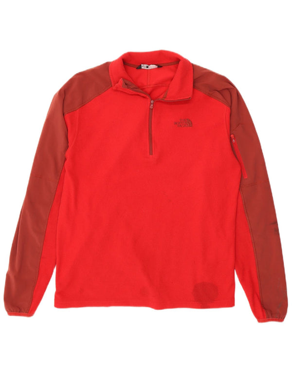 Maglione in pile da uomo The North Face Polartec con zip e collo piccolo rosso color block