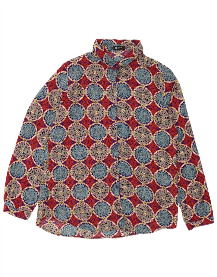 Exibit Camicia da donna Camicetta UK 14 Grande poliestere geometrico multicolore