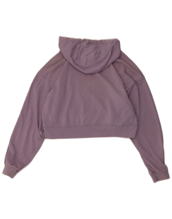 Adidas Donna Loose Fit Crop Felpa con cappuccio Maglione UK 12 Medio Viola Cotone