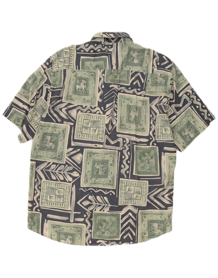 Camicia a maniche corte da uomo Fitzroy Large verde patchwork in viscosa