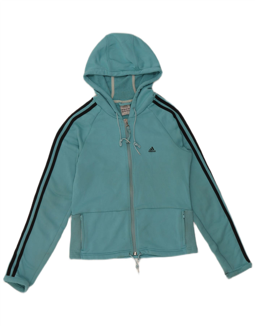 Maglione con cappuccio e zip corta da donna ADIDAS UK 14 Poliestere blu medio