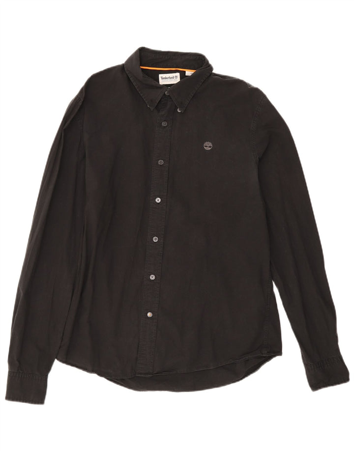 Camicia Timberland da uomo slim fit in cotone nero medio